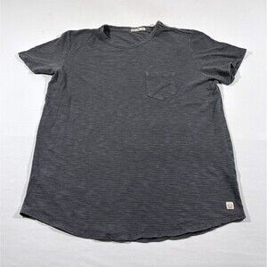 Marine Layer Shirt Mens Short Sleeve Crew Pocket Tee Gray Stripe T-shirt Sz M/L